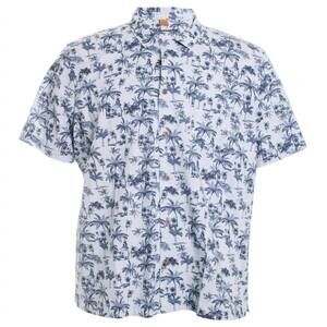 NEW TAILOR VINTAGE men's chambray cabana short sleeve shirt in indigo